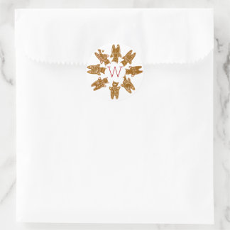Custom Monogram Gingerbread Cats - Hand Painted Classic Round Sticker