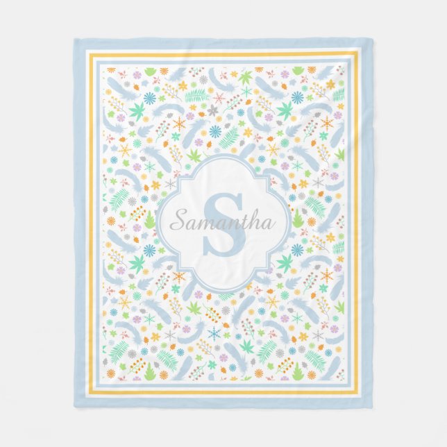 Custom Monogram Girl Fleece Blanket, Medium (Front)