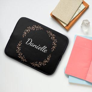 Custom Monogram Gold Branch Laptop Sleeve