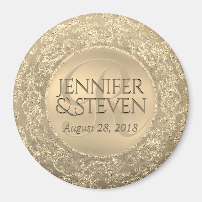 Custom Monogram Gold Glam Seal Magnet (Front)