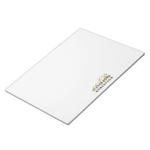Custom Monogram Gold Initials White Minimalist Notepad