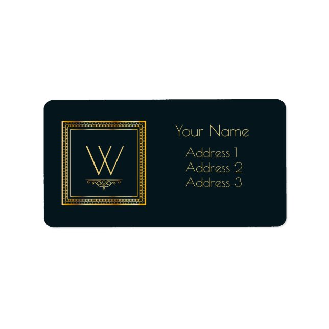 Custom Monogram Gold on Darkest Blue Label (Front)