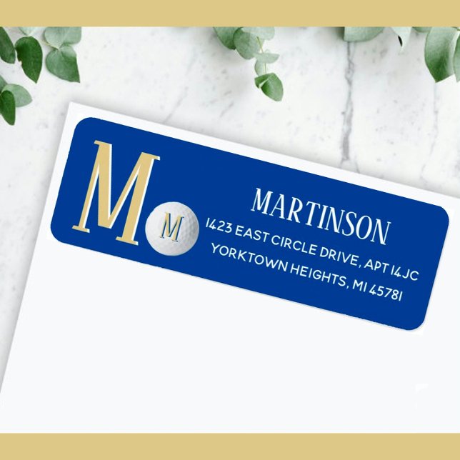 Custom Monogram Golf Ball Return Address Label  (Creator Uploaded)