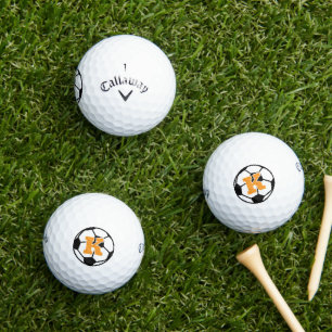 Custom monogram golf balls with soccer ball print