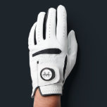 Custom monogram golf gloves for men and women<br><div class="desc">Custom monogram white golf gloves for men and women.
Personalized accessories with ball marker.
Trendy monogrammed golfer gift idea for him or her.
Elegant script typography template for name and initial letter.
Classy golfing presents for men and women.
Cute Birthday or Fathers Day gift ideas.</div>