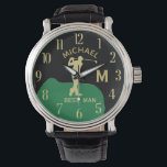 Custom Monogram Golf Name Best Man Gfit Wedding  Watch<br><div class="desc">This unique watch is designed as a gift for your Best Man (or Groomsmen) who truly favours golf. Features the monogram / initial; first name and date of wedding. There is even a unique layering of the monogram -- look closely and you will see three colours, which gives it the...</div>