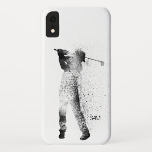 Custom Monogram Golfer Silhouette Swing iPhone XR Case