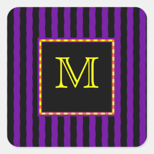 Custom Monogram Goth Striped Sticker