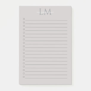 Custom Monogram Gray Taupe Post-it Notes