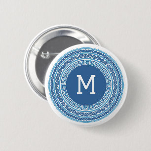 Custom Monogram Greek Pattern 2 Inch Round Button
