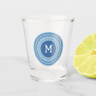 Custom Monogram Greek Pattern Shot Glass