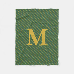 Custom Monogram Green and Gold Fleece Blanket