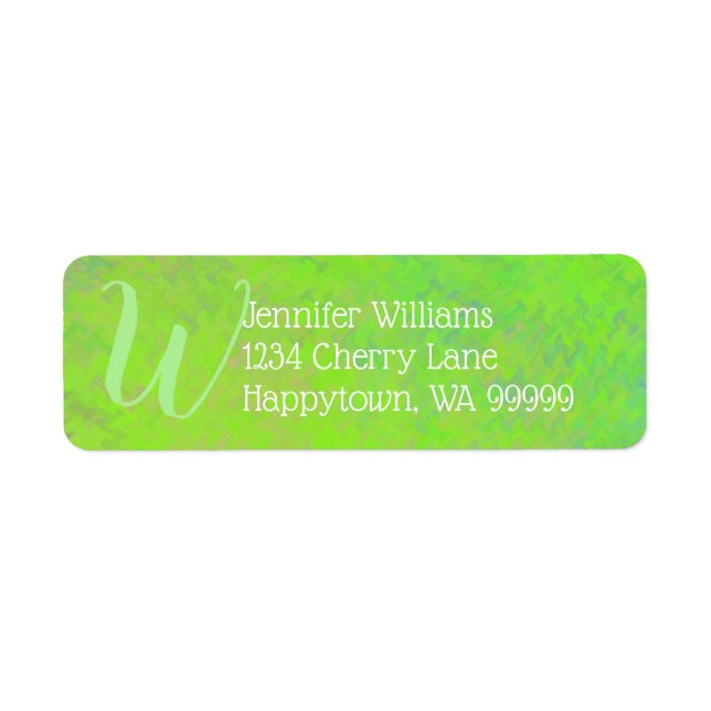 Custom Monogram Green  Marbled Art Return Address (Front)