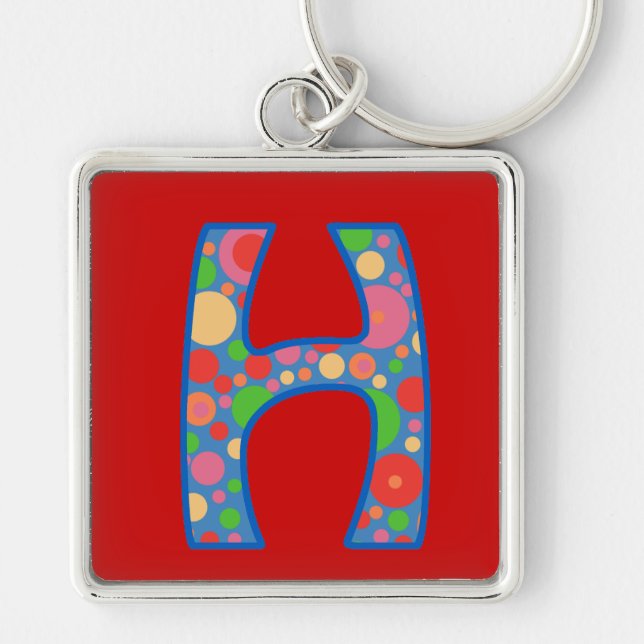 Custom Monogram H Keychain, Bright Spots Pattern Keychain (Front)