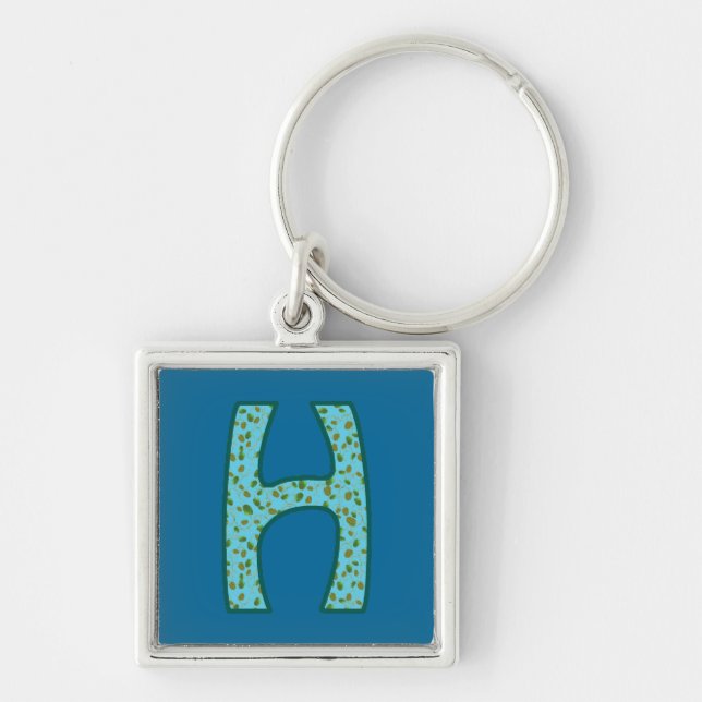 Custom Monogram H Keychain, Seed Pods Pattern Keychain (Front)