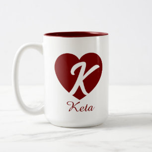 Custom Monogram Heart Initial Name Coffee Mug