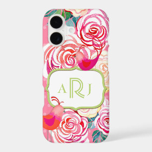 Custom Monogram Hipster Birds Paisley Floral Print