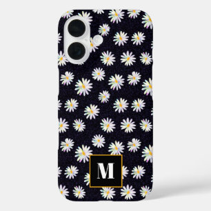 Custom Monogram Holographic Glitter Daisy Flowers iPhone 16 Case