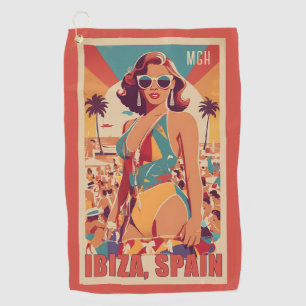 Custom Monogram Ibiza, Spain Travel Poster Golf Towel