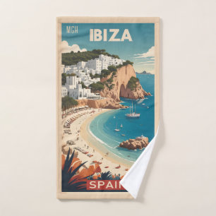 Custom Monogram Ibiza, Spain Travel Poster Hand Towel