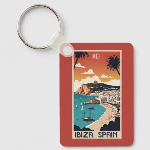 Custom Monogram Ibiza, Spain Travel Poster Keychain