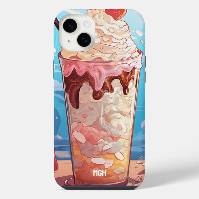 Custom Monogram Ice Cream Milkshake iPhone Case (Back)