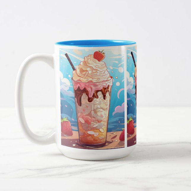 Custom Monogram Ice Cream Sundae Two-Tone Coffee Mug (Left)