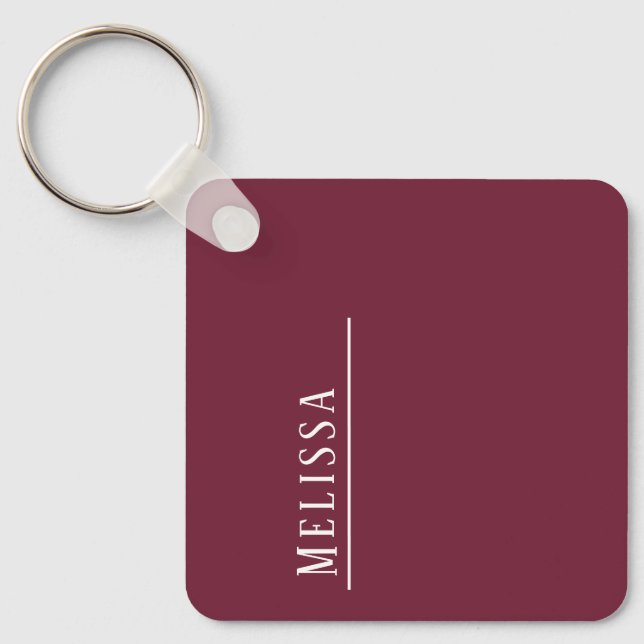 Custom monogram in burgundy, budget  keychain (Front)