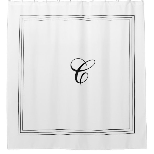 Custom Monogram in Classic Black and White Shower  (Front)