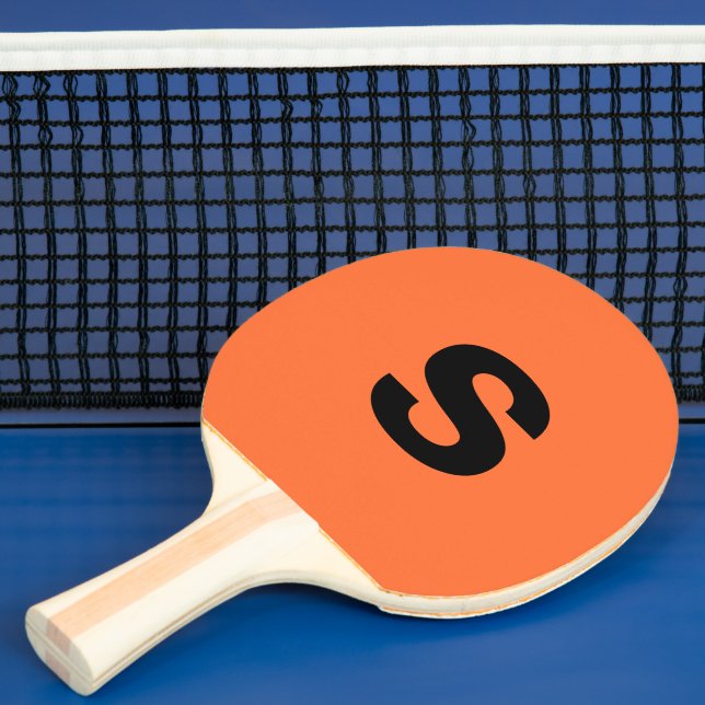Custom Monogram Initial Burnt Orange Ping Pong Paddle (Insitu)