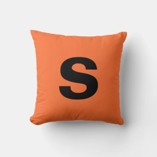 Custom Monogram Initial Burnt Orange Throw Pillow