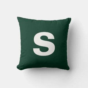 Custom Monogram Initial Dark Green Throw Pillow