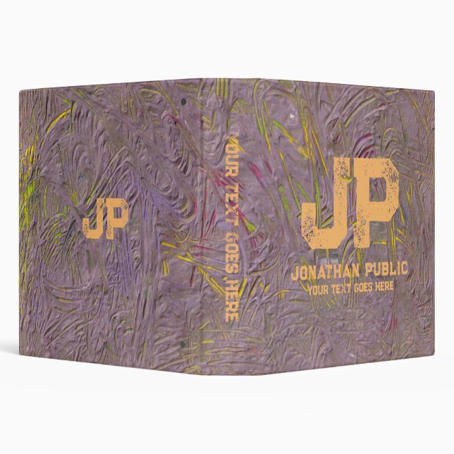 Custom Monogram Initial Distressed Text Abstract Binder (Background)