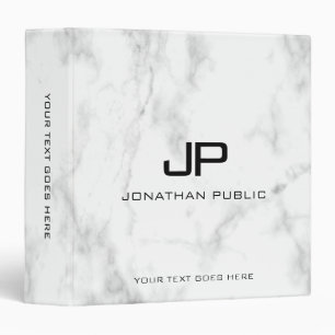 Custom Monogram Initial Elegant Marble Template Binder