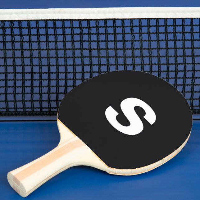 Custom Monogram Initial Jet Black Ping Pong Paddle (Insitu)