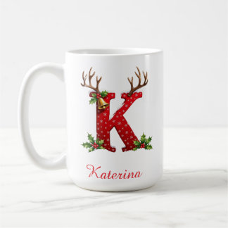 Custom Monogram initial K merry Christmas Coffee Mug