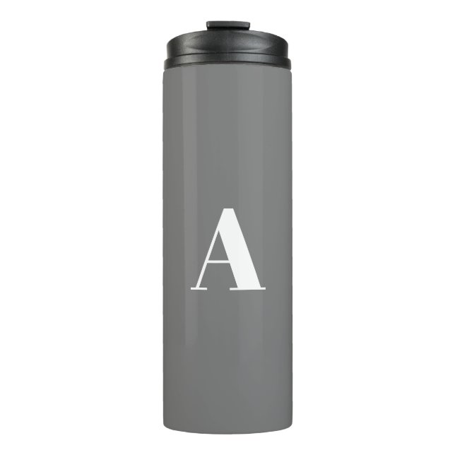Custom monogram initial letter grey white thermal tumbler (Front)