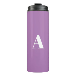 Custom monogram initial letter lavender white thermal tumbler