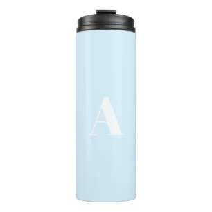 Custom monogram initial letter light blue white thermal tumbler
