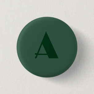 Custom Monogram Initial Letter Plain Green Retro 1 Inch Round Button