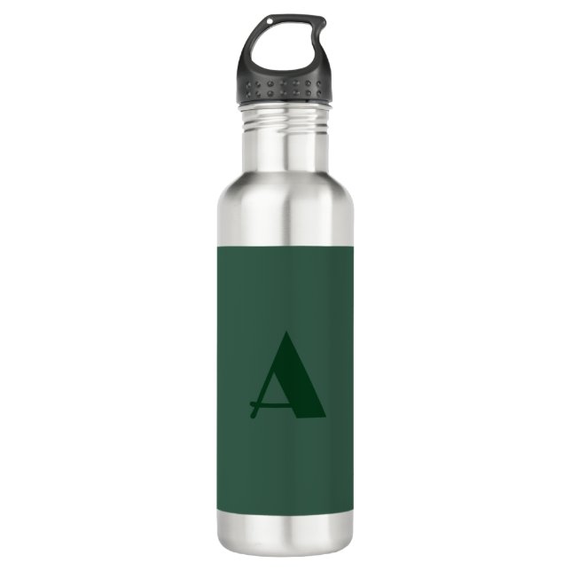 Custom Monogram Initial Letter Plain Green Retro 710 Ml Water Bottle (Front)