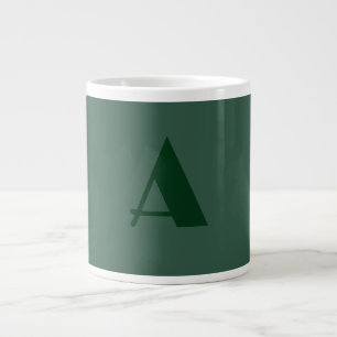 Custom Monogram Initial Letter Plain Green Retro Large Coffee Mug