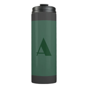 Custom Monogram Initial Letter Plain Green Retro Thermal Tumbler