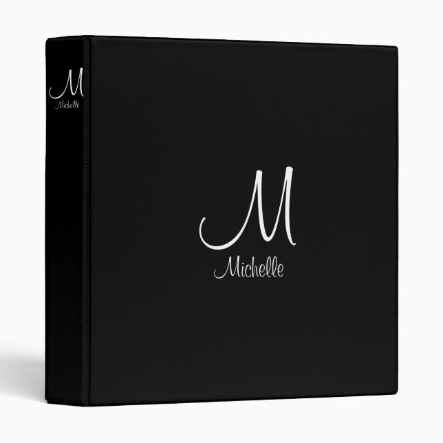 Custom Monogram Initial Letter Template Elegant Binder (Front/Spine)