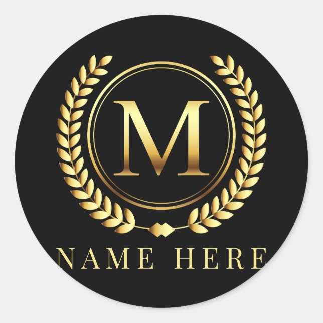 Custom Monogram Initial M Floral Letter Classic Round Sticker (Front)