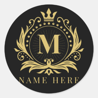 Custom Monogram Initial M Floral Letter Classic Round Sticker