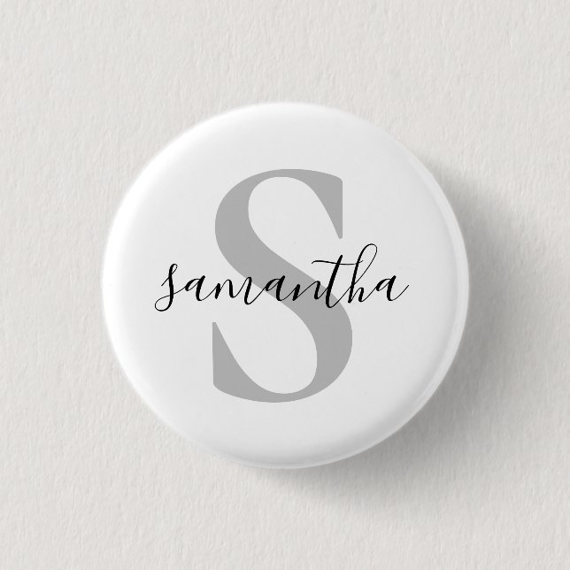 Custom Monogram Initial Name  1 Inch Round Button (Front)