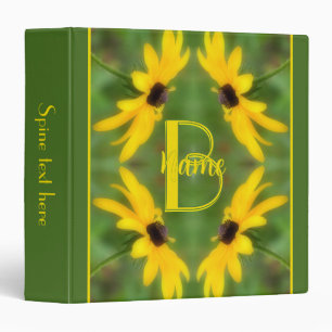 Custom Monogram Initial Name Black Eyed Susan Art Binder