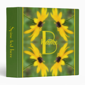 Custom Monogram Initial Name Black Eyed Susan Art Binder