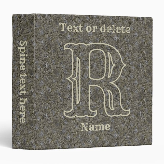 Custom Monogram Initial Name Brown Floral Binder (Front/Spine)
